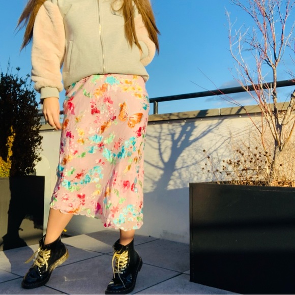 Anthro Italian BELLA VALENTINA Silk Diagonal Slim fit Midi Slip Skirt - Picture 9 of 16